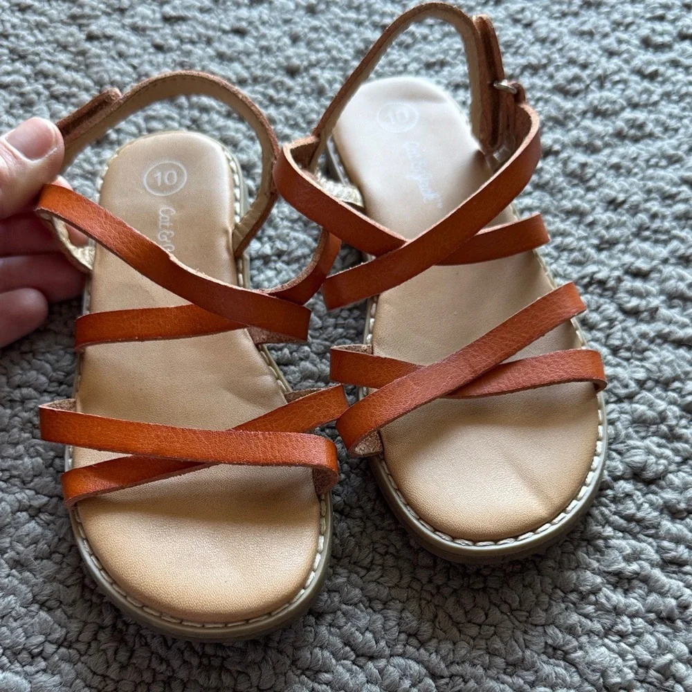 Cat & Jack Girls Orange Strappy Sandals - Picture 3 of 4